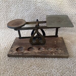 Vintage Antique Wood Balance Postal Scale No Weights Metal